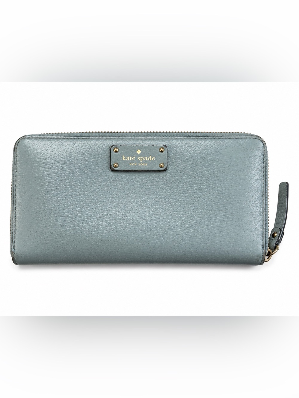 Kate Spade New York Blue Gray Leather Zip Around Continental Wallet